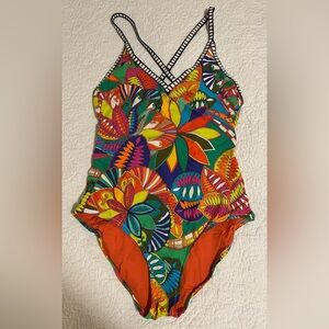 Trina Turk Montezuma One Piece Vibrant Floral Swimsuit Size 12